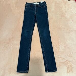 Abercrombie & Fitch Long Dark Blue High Rise Skinny Jeans Size 00 W 24